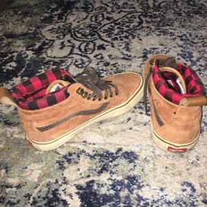 Chestnut and plaid high top old skool vans